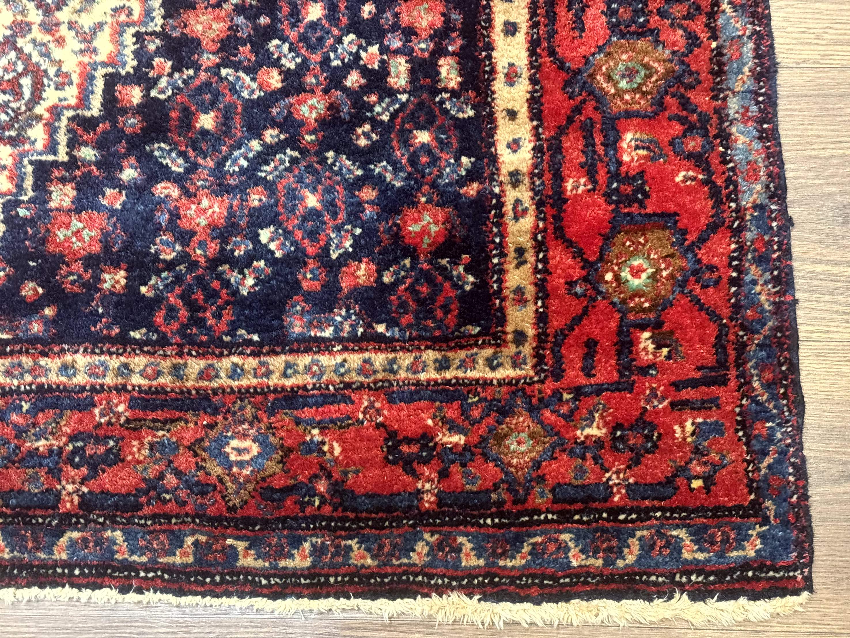 Antique Persian Kurdish Senneh Rug 4x5 Tribal Carpet Wool Geometric Medallion