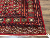Bokhara Rug 9x12, Red Turkoman Rug, Pakistani Rug, Tribal Carpet, Wool Rug, Red Rug