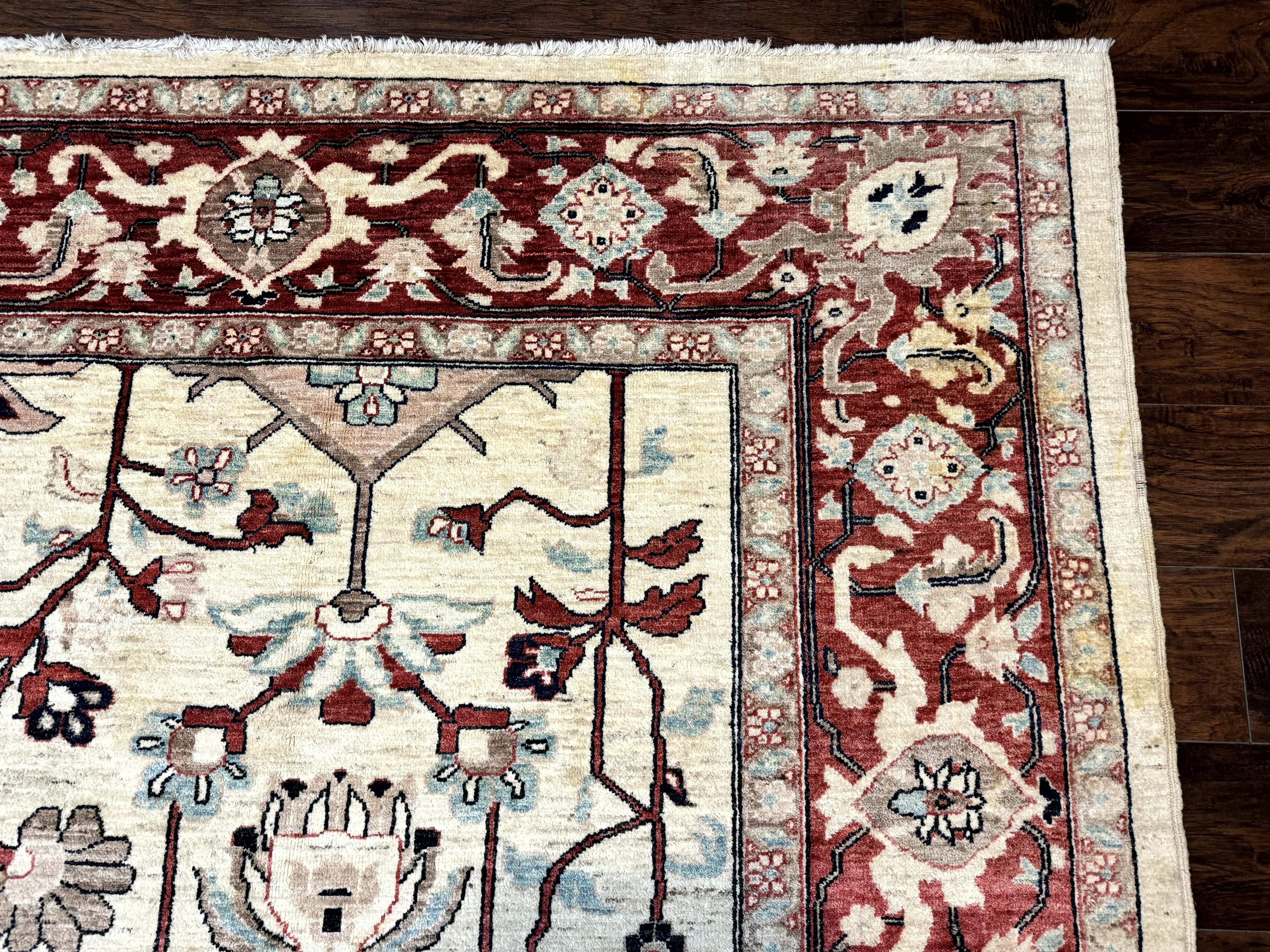 Peshawar Rug 10x14, Beige and Rust Red, Large Pak Persian Rug, Pakistani Rug