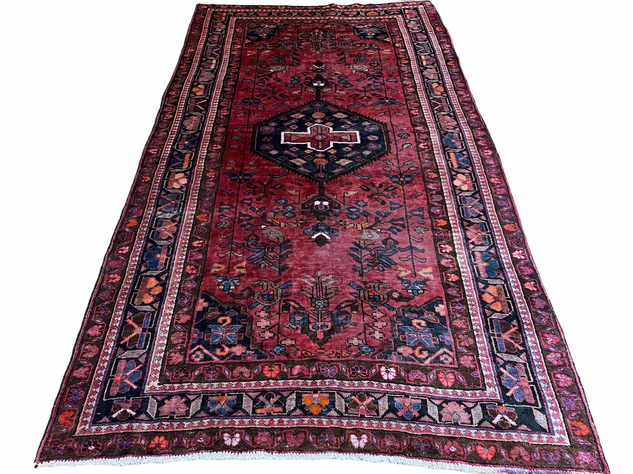 5.5 X 10 Handmade Wool Tribal Gallery Rug Wide Runner Corridor Rug Floral Red