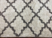 Modern Shag Rug, Ivory and Gray, Diamond Panel Design, Room Sized Area Rug