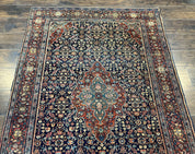 Persian Rug 4x7 Antique Sarouk Farahan Carpet, Navy Blue and Red Wool Rug