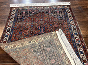 Red Persian Hamadan Rug 4x6, Wool Handmade Antique Carpet, Geometric Medallion Rug, Oriental Rug 4 x 6, Persian Tribal Rug, Hand Knotted Rug