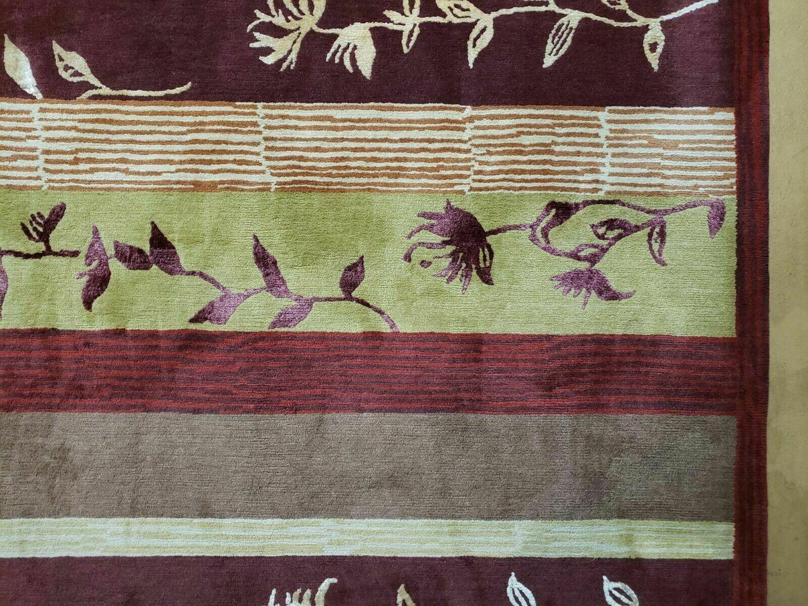 8' X 11' Tibetan Nepal Art Deco Hand Knotted Wool Rug Modern Contemporary Nice