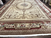 Palace Size Aubusson Rug 12x18, Extra Large, French European Carpet, Soft Wool Pile, Elegant