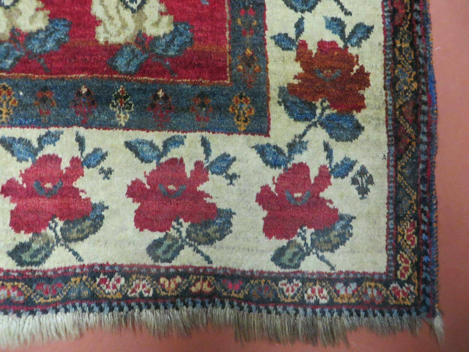 4' X 5' Semi Antique Handmade Fine Turkish Flowers Bouquet Wool Rug Nice