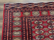 Bokhara Rug 9x12, Red Turkoman Rug, Pakistani Rug, Tribal Carpet, Wool Rug, Red Rug