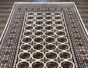 Pakistani Turkoman Rug 6x9, Cream and Red Hand Knotted Wool Oriental Carpet, Yamud Rug, Tribal Rug 6 x 9, Bohemian Area Rug, Bokhara Rug