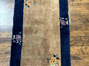 Chinese Rug 3x5, Antique Peking Art Deco Carpet, Simple Design