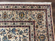 Persian Kashan Rug 10x14, Bone - Beige and Blue, Allover Pattern, Traditional Persian Carpet, Fine 260 KPSI