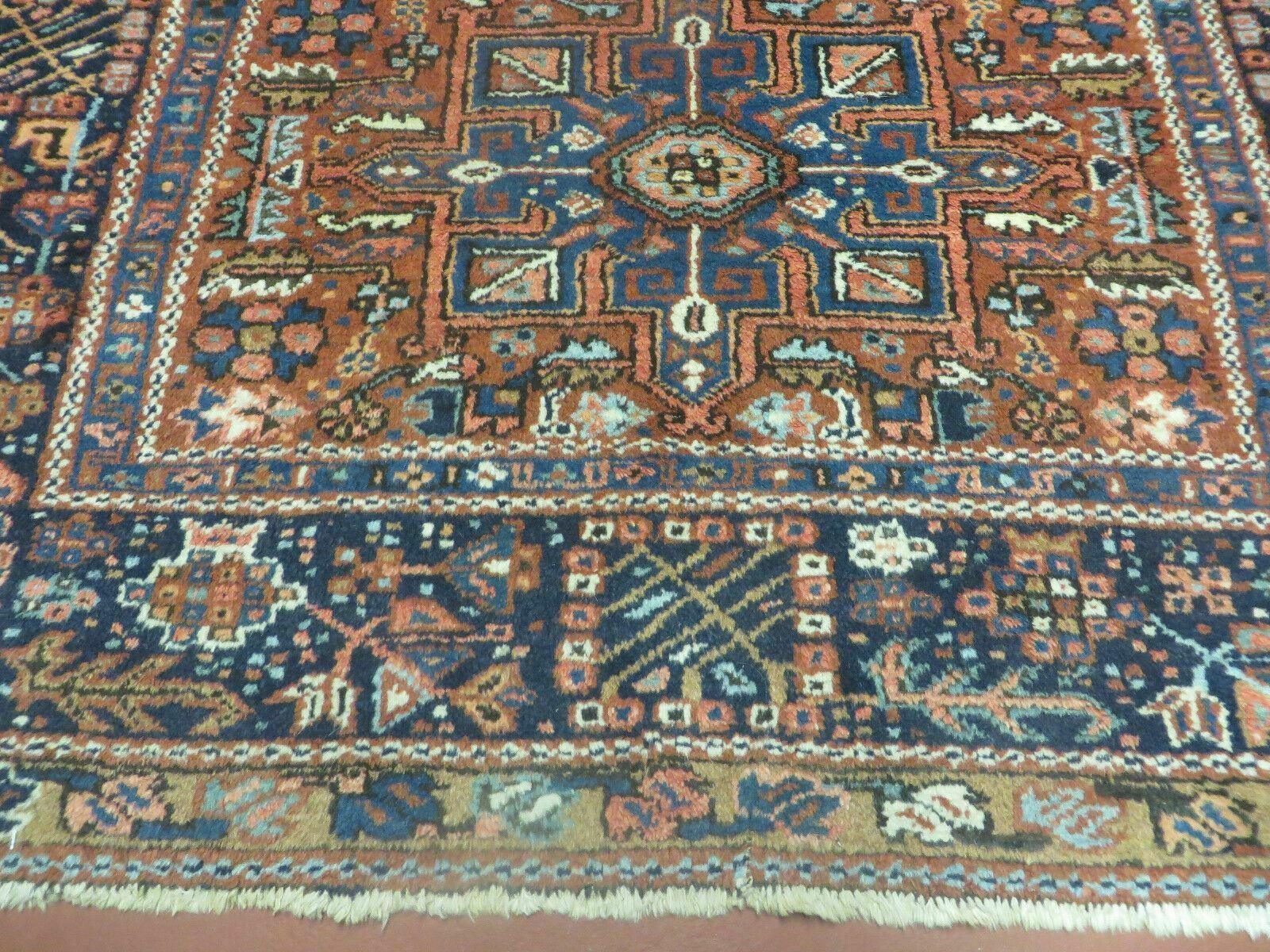 Persian Karajeh Rug 5x6, Antique Geometric Medallion Carpet