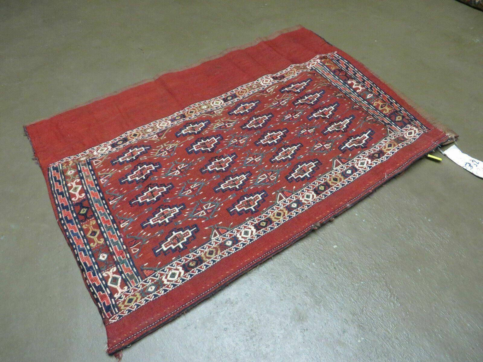45" X 32" Antique Handmade Bokhara Turkoman Yomud Chuval Wool Rug Soumak NICE