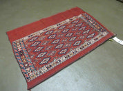 45" X 32" Antique Handmade Bokhara Turkoman Yomud Chuval Wool Rug Soumak NICE