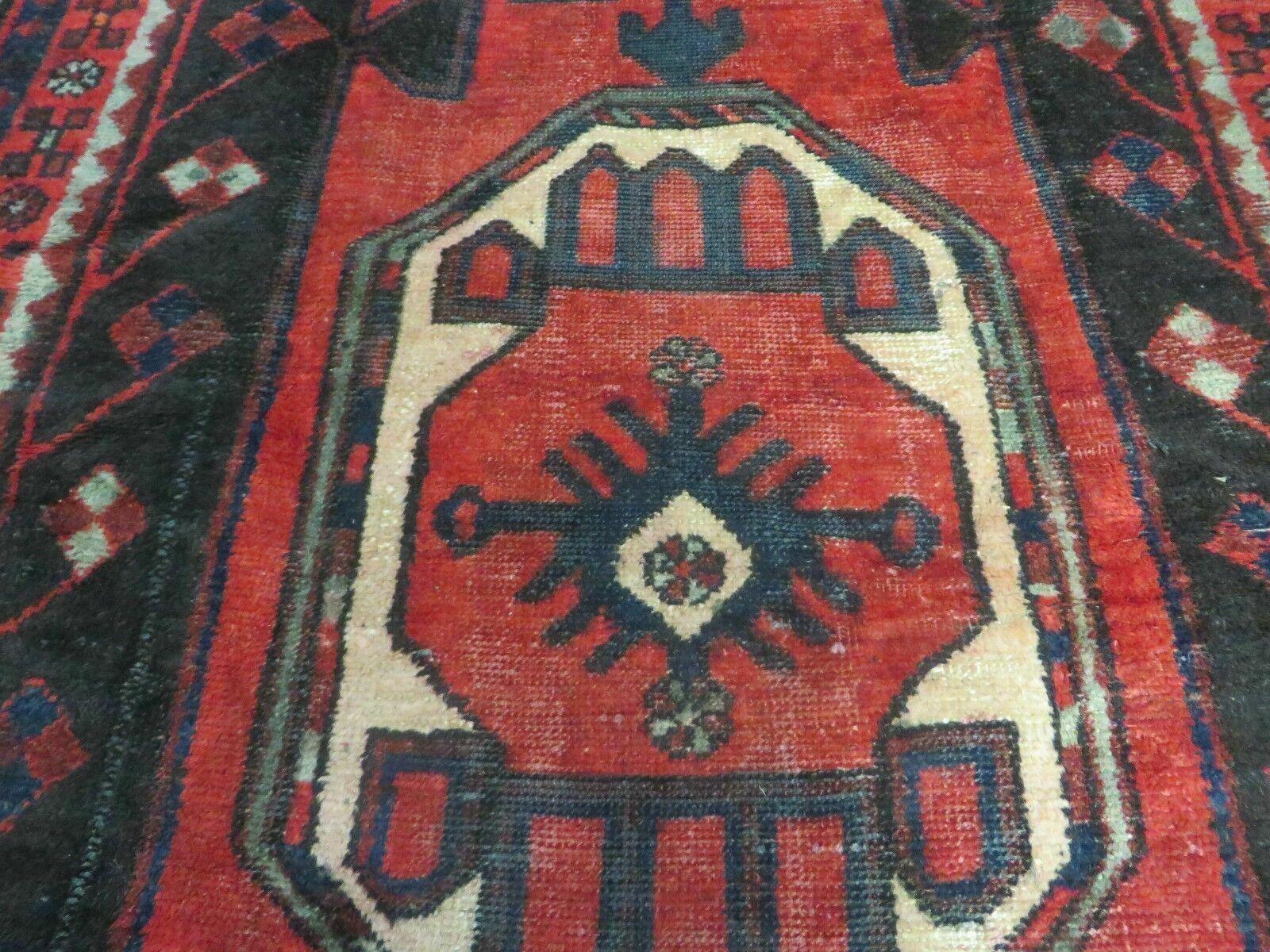 4' X 8' Antique Handmade India Geometric Oriental Tribal Wool Rug Red # 603