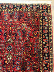 Antique Persian Sarouk Rug 3x4, Red, Floral, 1920s Wool Rug
