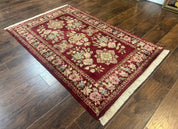 Indo Persian Kerman Rug 4x6, Burgundy, Floral