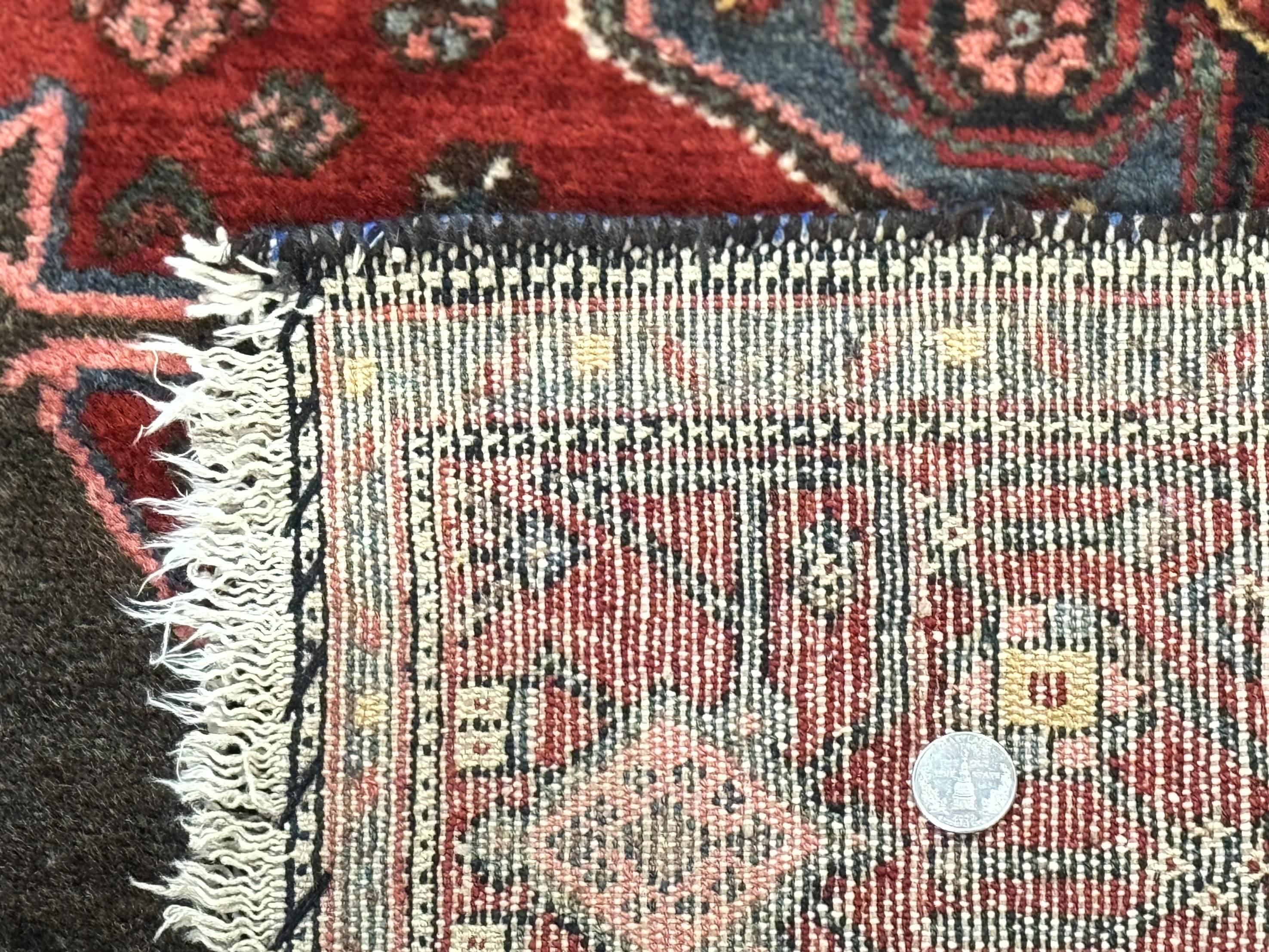 Antique Persian Tribal Rug 5x7, Geometric Wool Carpet, Kurdish Senneh Rug