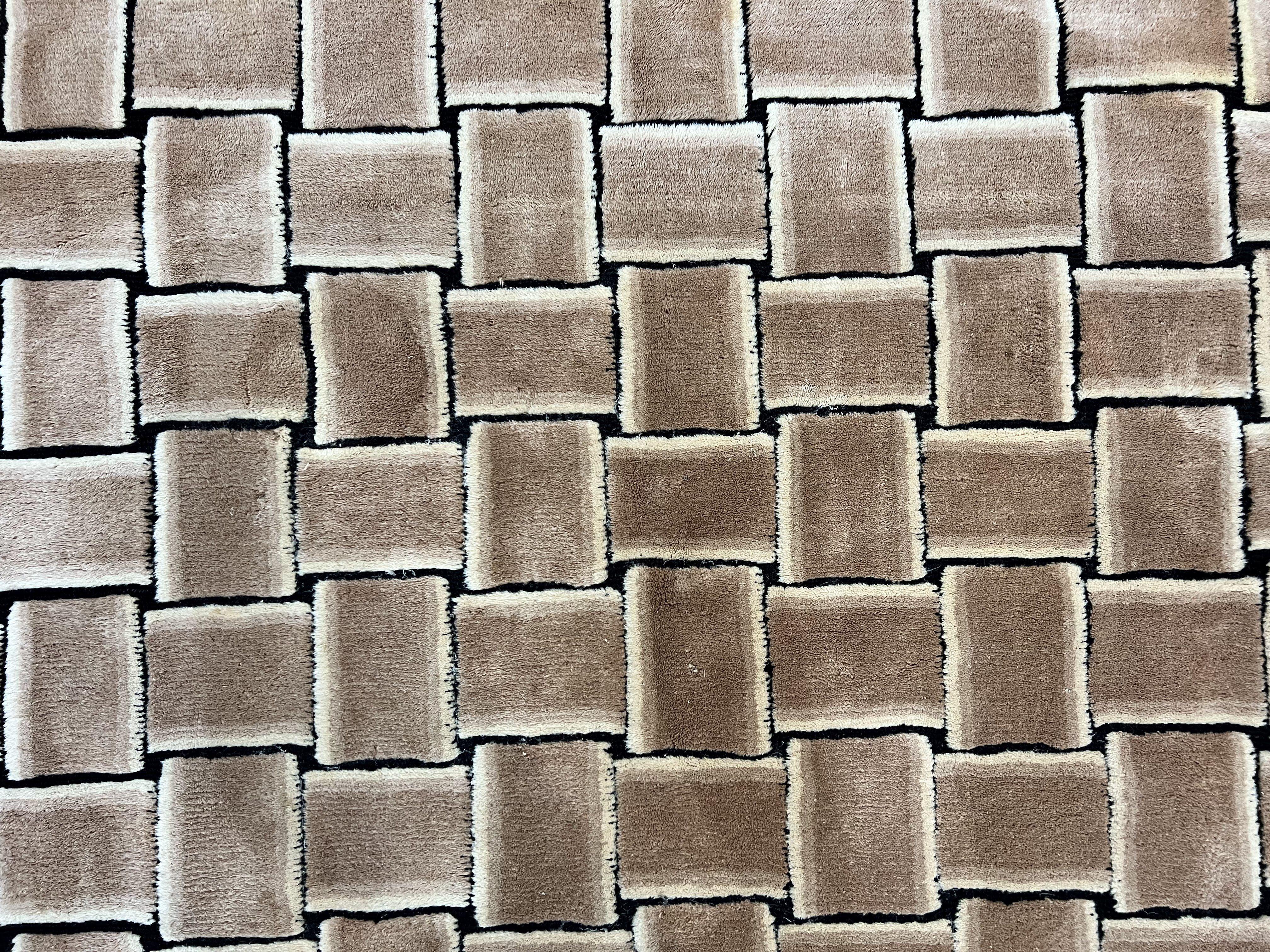 Tibetan Rug 9x12, Handmade, Wool, Modern Design