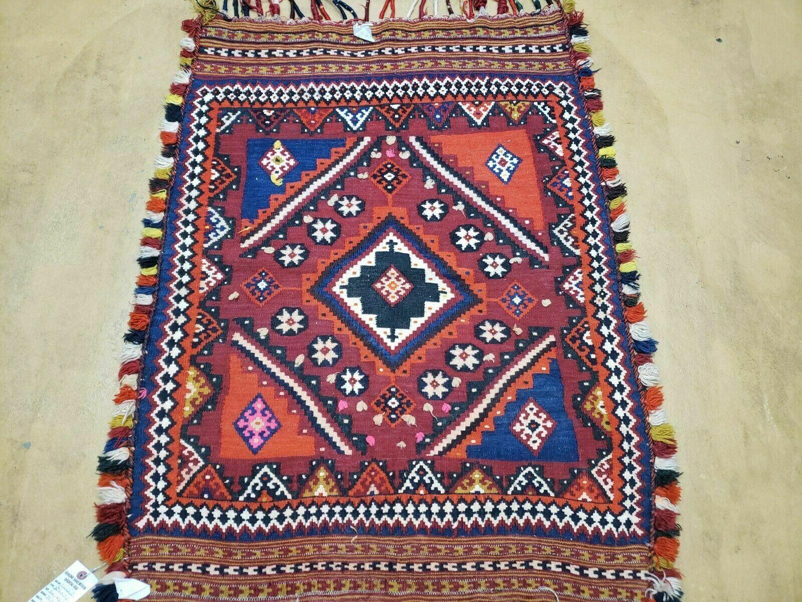 3' X 4' Antique Handmade Turkish Wool Kilim Rug Decorative Seat Cover