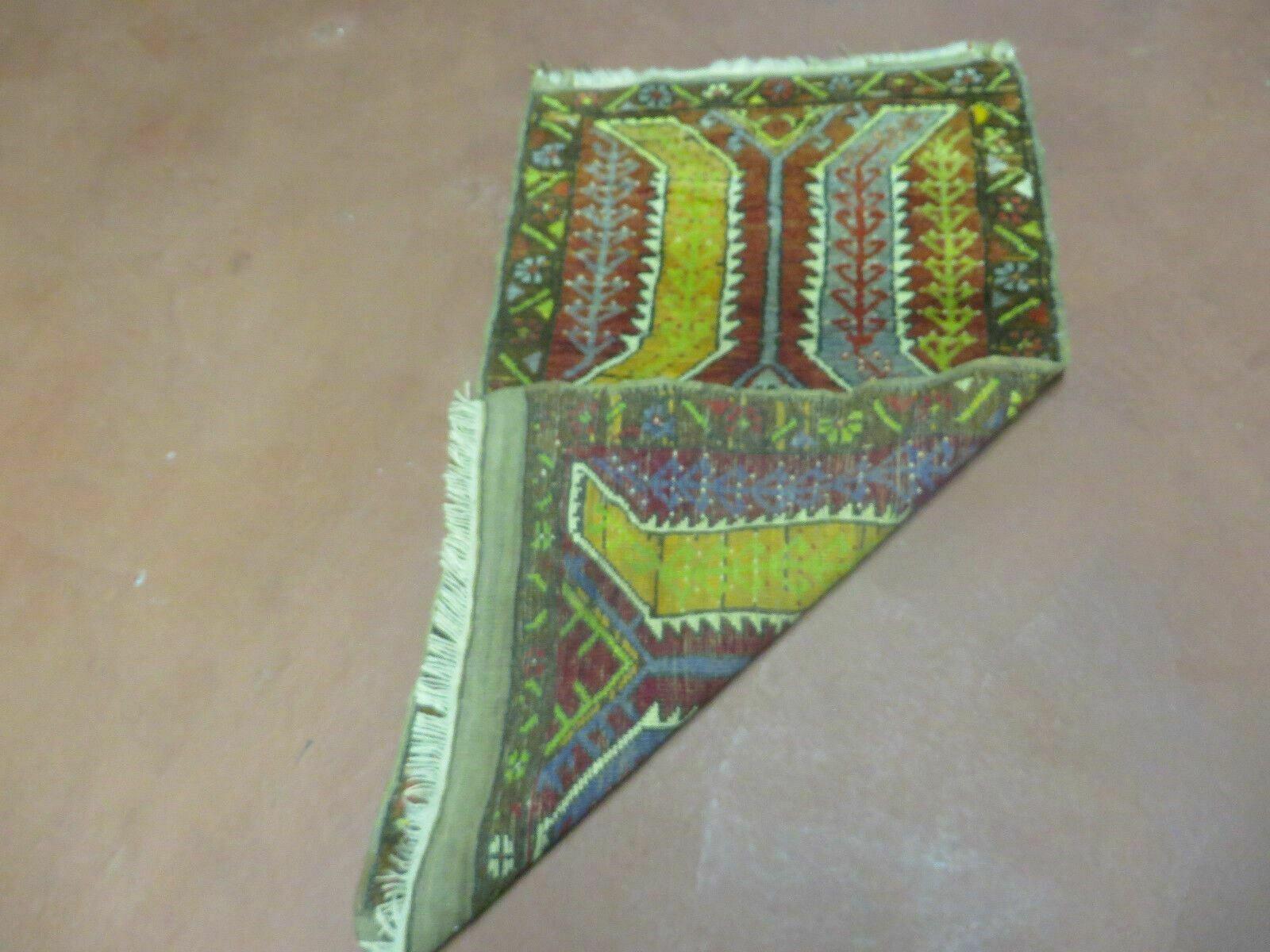 Small Turkish Yastik Rug 1.9 x 2.10, Antique Handmade Oushak Carpet