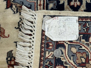 Indian Kashmiri Rug 4x6, Ivory Beige Navy Blue, Traditional Indo Persian Rug