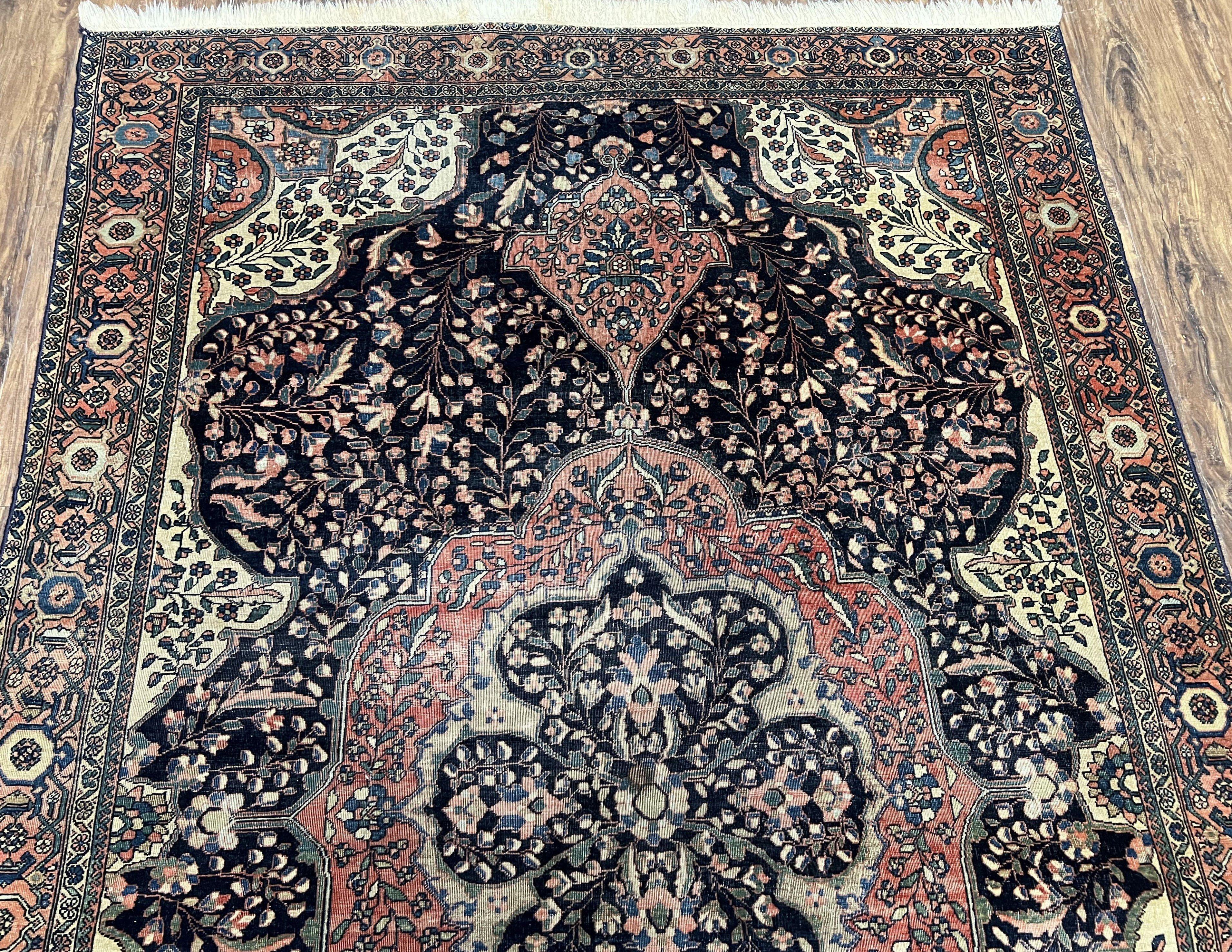 Antique Persian Sarouk Farahan Rug 4x7, Collectible Persian Carpet