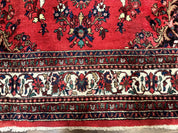 Palace Size Persian Rug 11x18, Red, Bibikabad Rug, Handmade Large Wool Carpet, Persian Hamadan Rug, Dargazin Rug