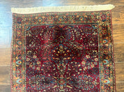 Antique Persian Sarouk Rug 3.6 x 5, Red, 1920s Persian Carpet
