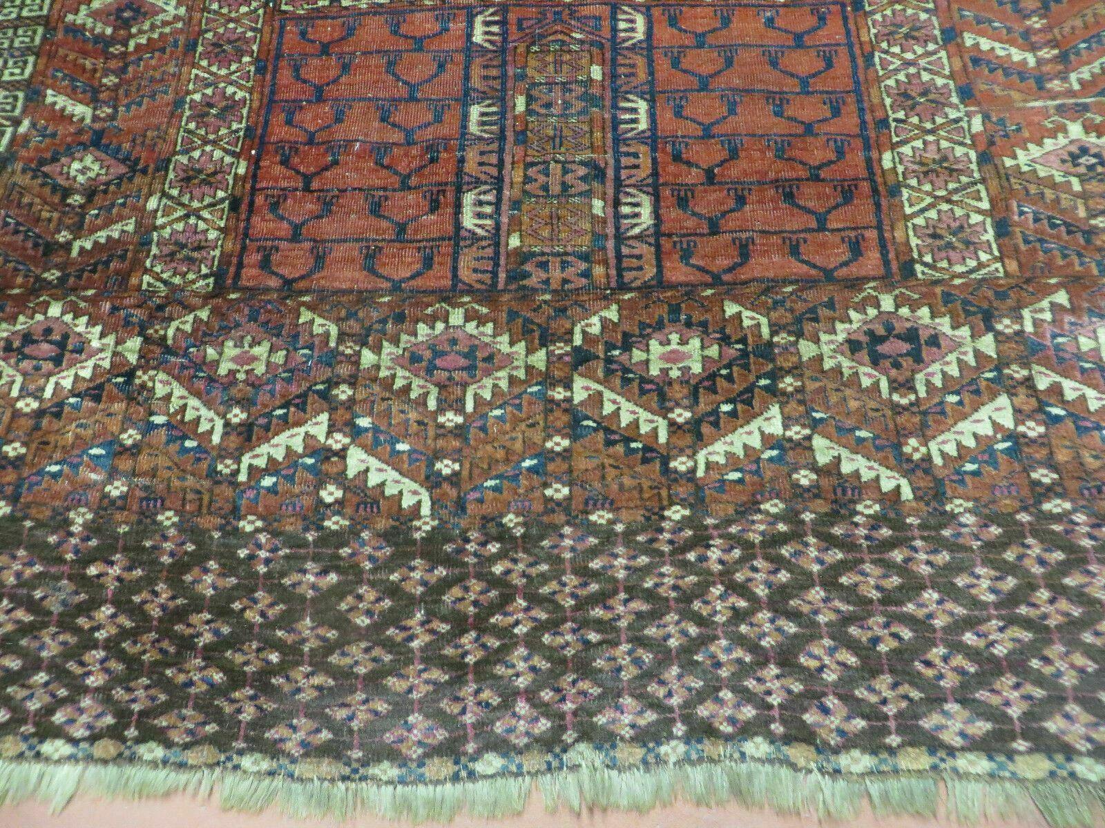 Antique Turkoman Ensi Wool Rug 4x5