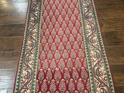 Persian Tabriz Runner Rug 3x16, Paisley Boteh Design, Red and Cream, Rug for Hallway, 16ft Wool Runner