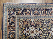 Navy Blue Persian Kashan Rug, Hand-Knotted, Wool, 4' 8" x 7' 4", Pair B