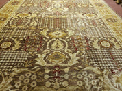 10' X 14' Handmade Pak Peshavar Chobi Agra Wool Carpet Coffee Brown Gold