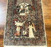 Stunning Sino Persian Pictorial Rug 2.7 x 4, Garden of Eden Adam & Eve Tree of Life Design, Extremely Fine 580 KPSI, Masterpiece