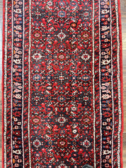 Long Persian Runner Rug 2.9 x 17, Red Handmade Wool Rug for Hallway, Antique Persian Carpet, 17ft Runner, Persian Hamadan Dargazine Rug
