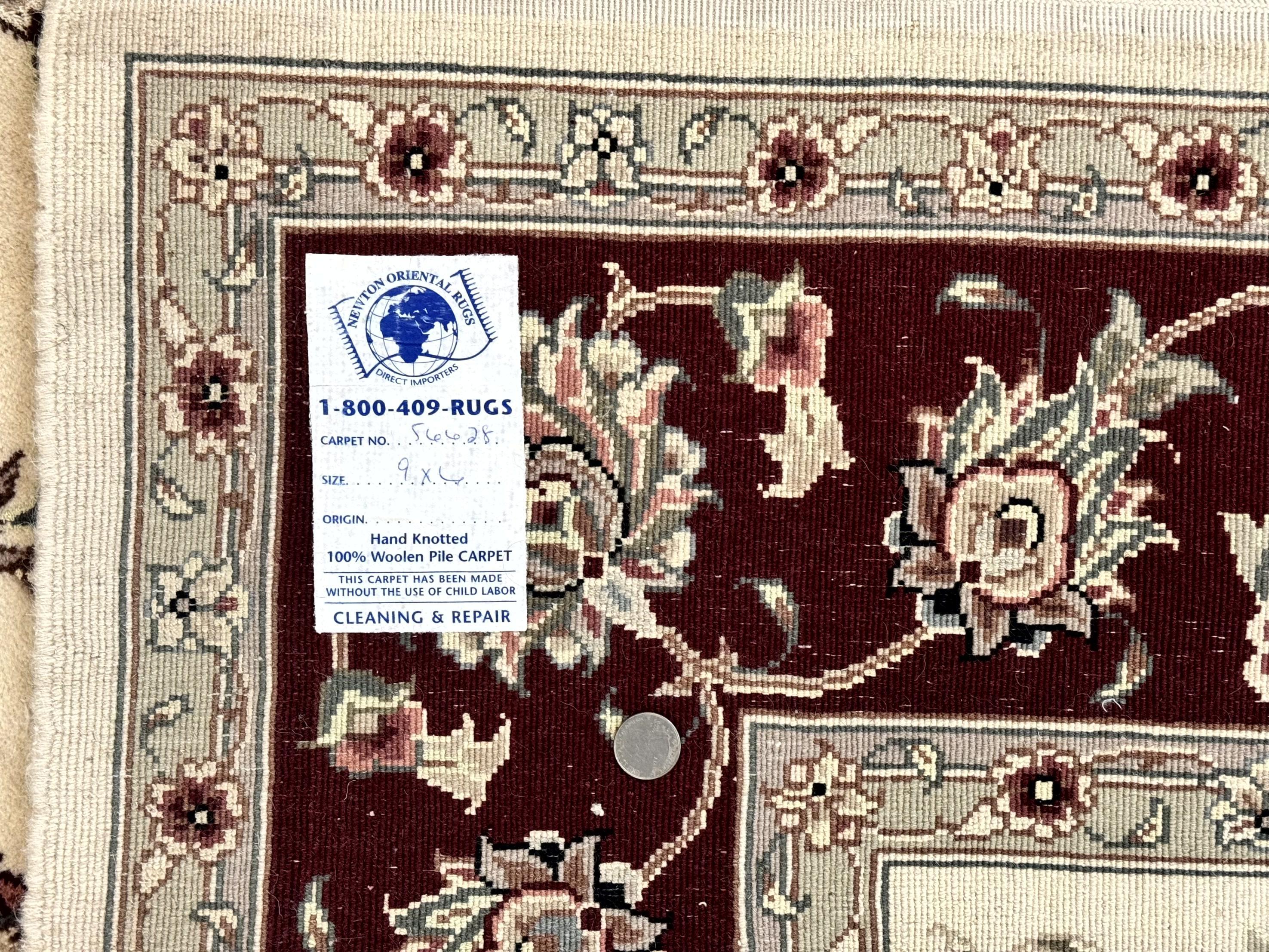 Ivory and Burgundy Pak Persian Rug 6x9