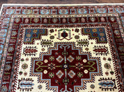 Turkish Kazak Rug 6x9, Geometric Medallions