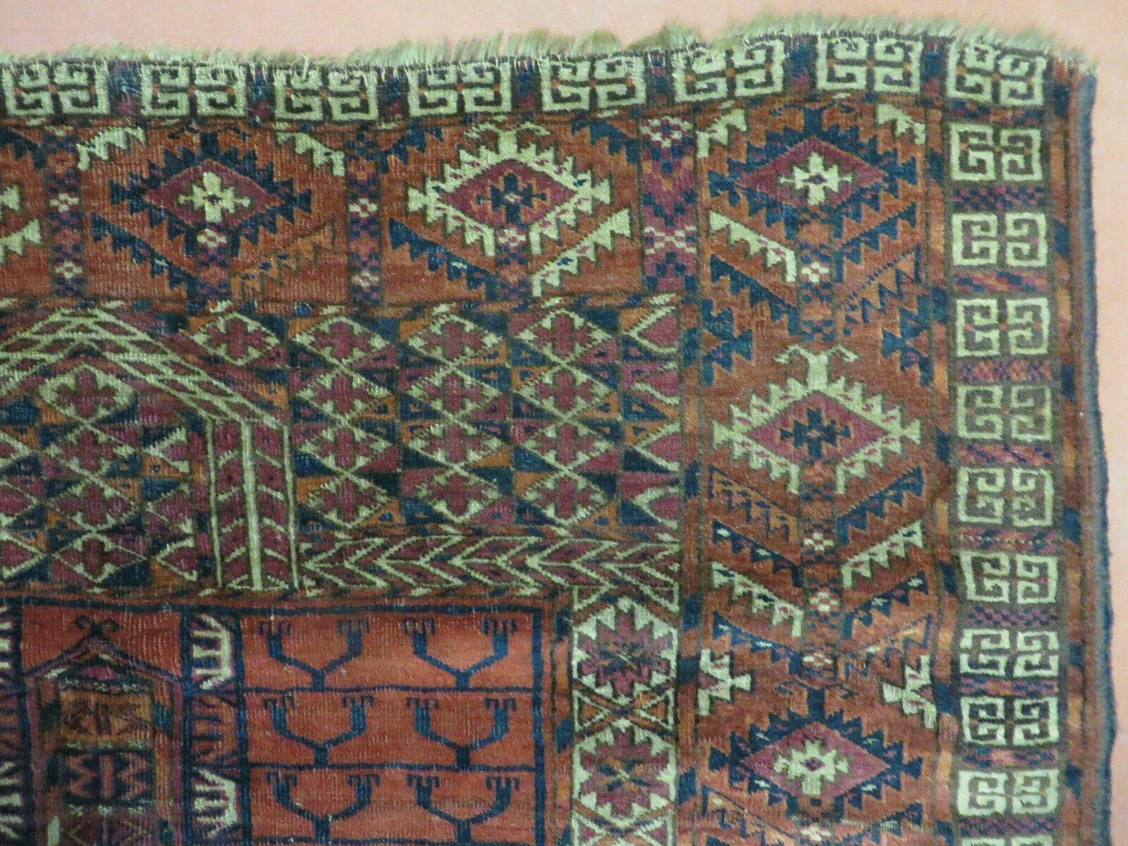 Antique Turkoman Ensi Wool Rug 4x5