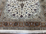 Wonderful Persian Tabriz Rug 7x10, Floral Medallion, Very Fine Oriental Carpet, Ivory