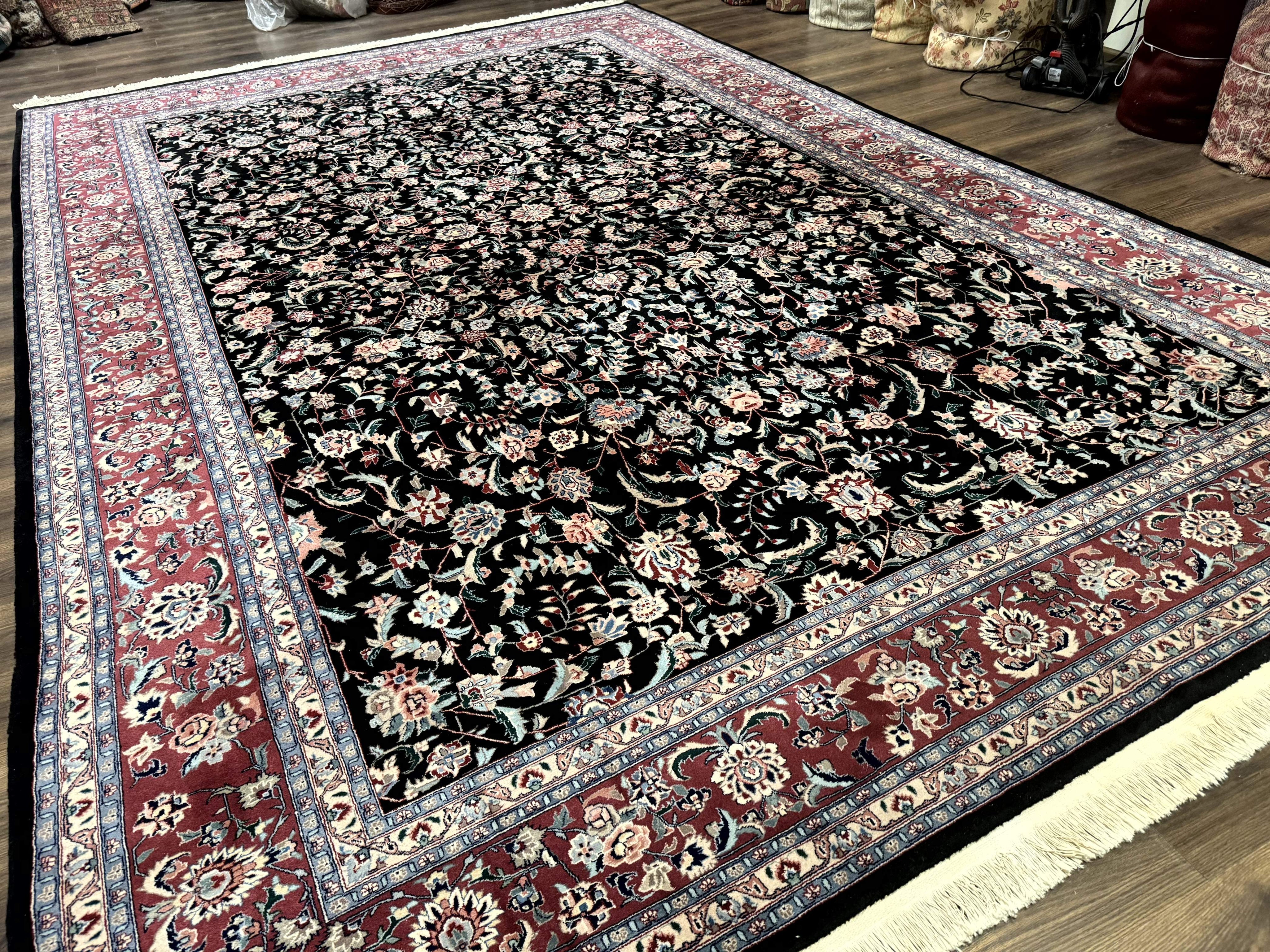 Large Sino Persian Rug 10x15, Floral Allover, Hand Knotted Wool Carpet, Fine