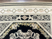 Aubusson Rug 6x8, European Design, Lion Pictorials, Black