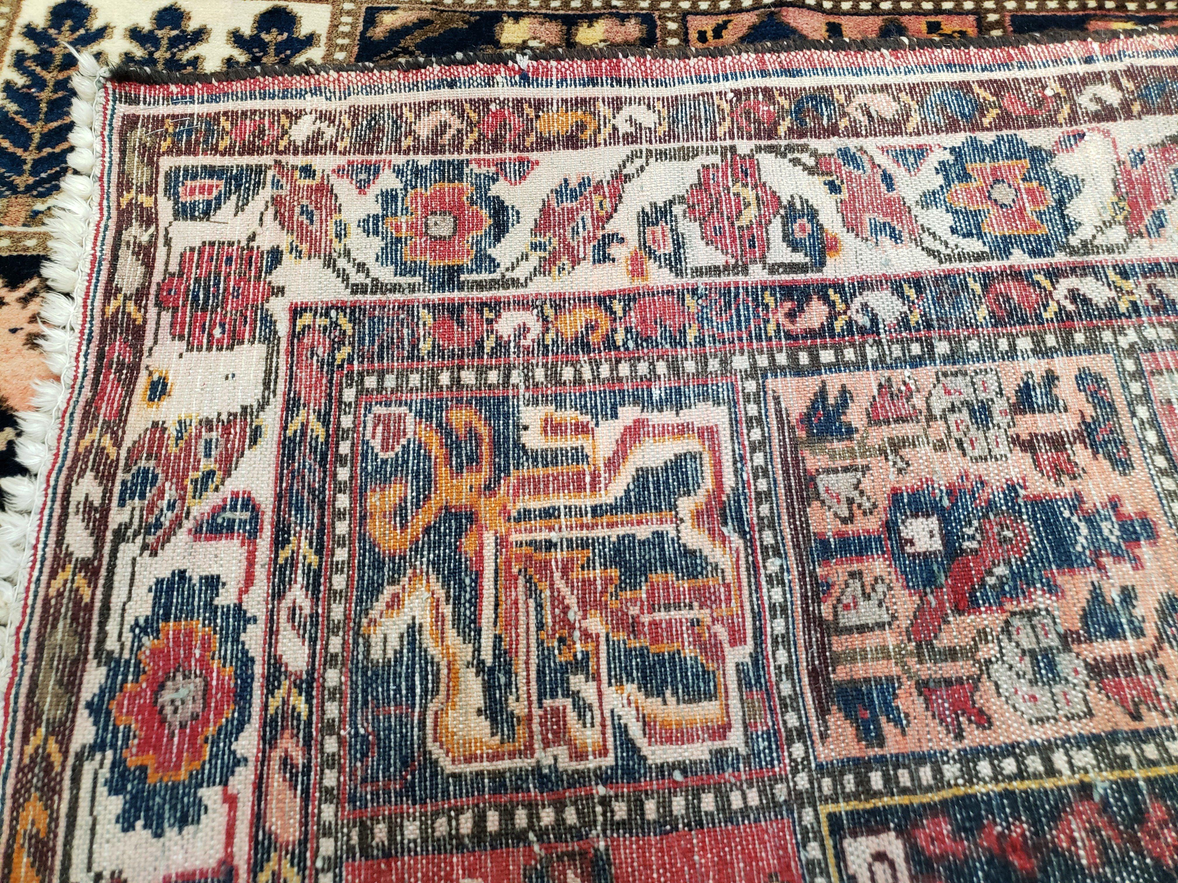 Antique Persian Bakhtiari Rug circa 1920s, Kheshti Panel Design, Wool, Hand-Knotted, 5'3" x 10'