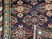 Antique Persian Wide Runner Rug 4x9, Kurdish Rug, Panel Design, Rainbow Border, Rare Tribal Rug