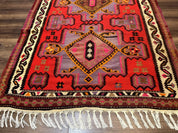 Persian Kurdish Zarand Kilim Rug 5x9, Red, Geometric Medallions, Wide Runner