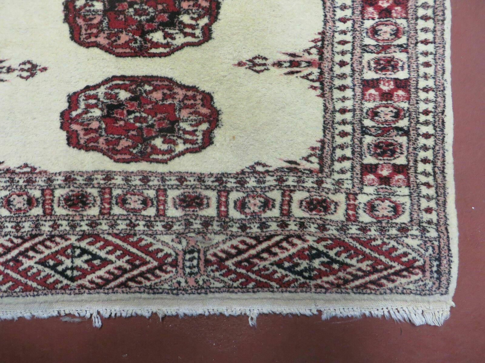 2' 7" x 7' Handmade Finely Knotted Pakistani Turkoman Bokhara Detailed Wool Rug