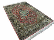 Persian Qum Silk Rug 3.8 x 5.6, Silk on Silk, Animal Pictorials, Fine 330 KPSI