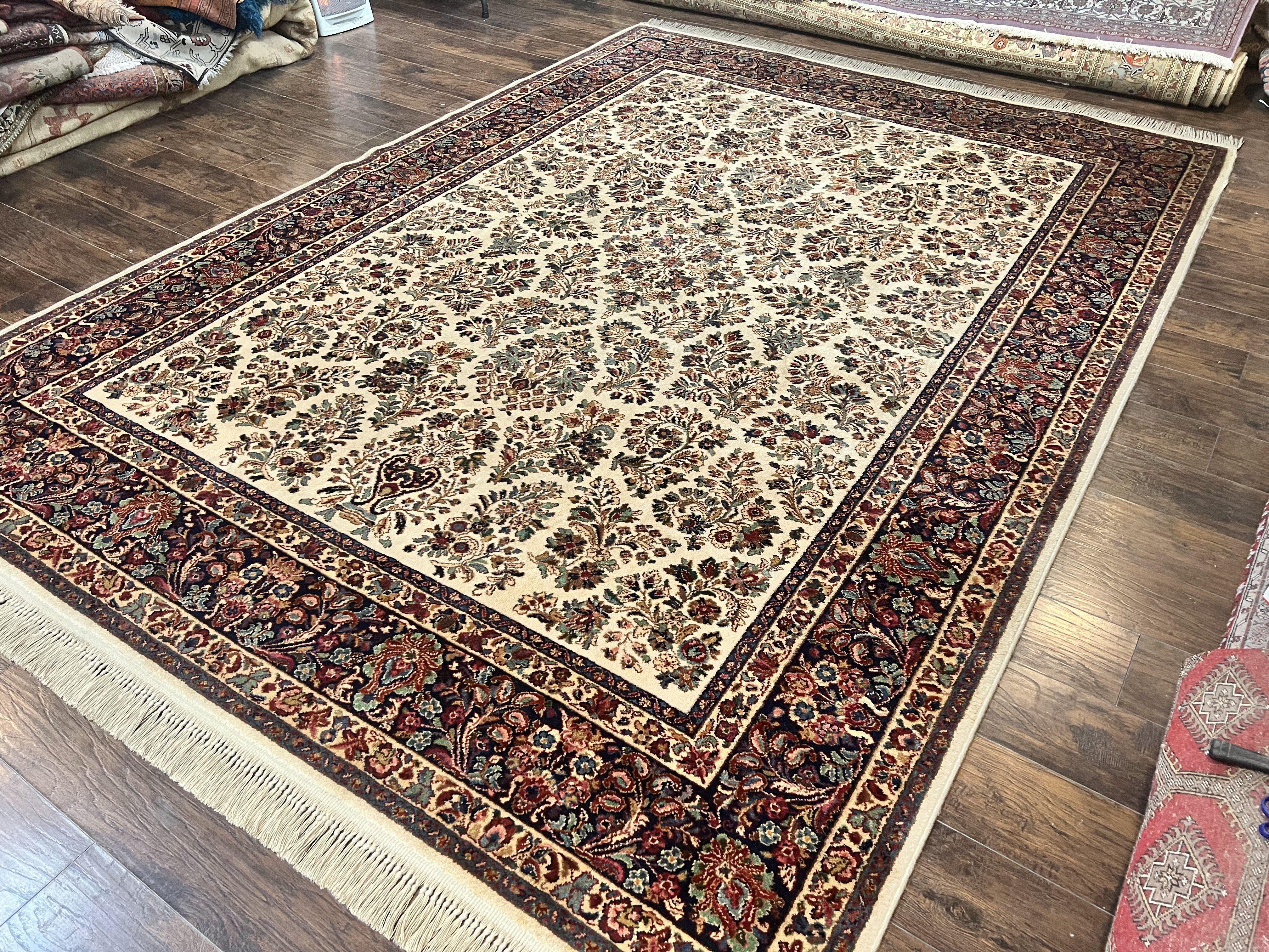 Karastan Rug 8' 8" x 12', Ivory Sarouk #760, Original Karastan Carpet 700 Series, Wool Karastan Area Rug, USA Made, Large Karastan w/ Label