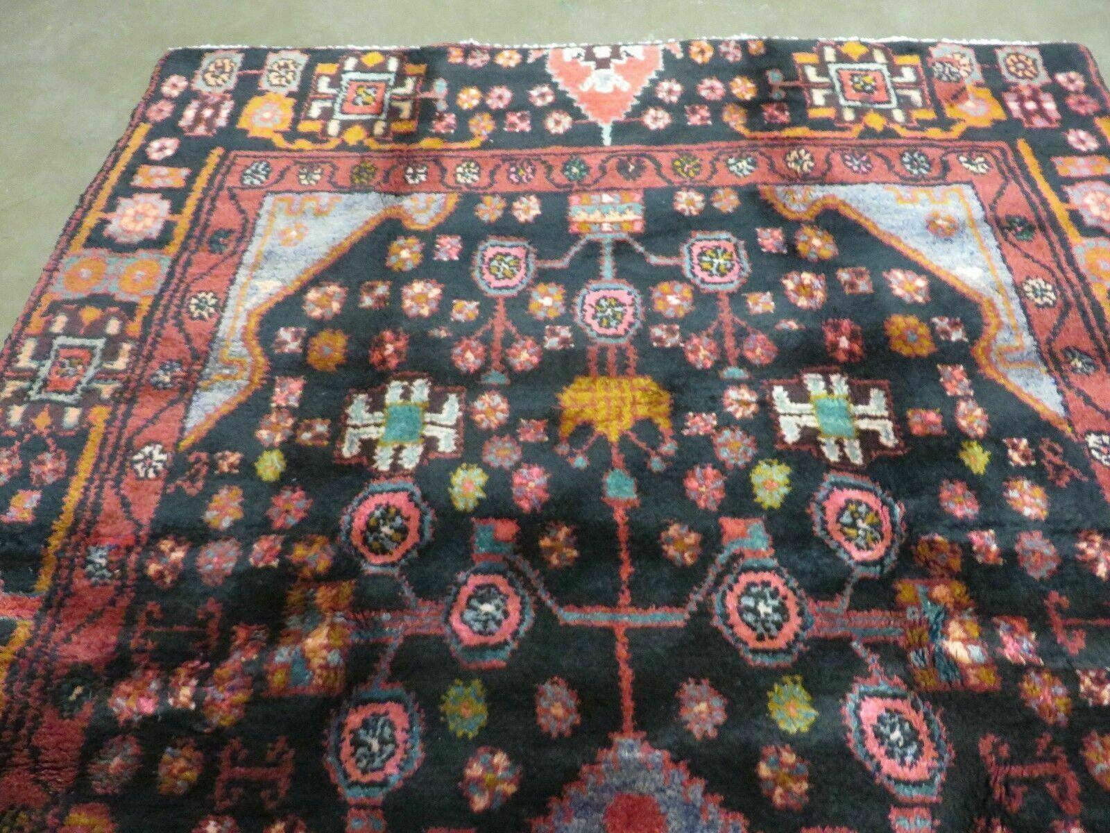 4' X 10' Antique Handmade Tribal Turkish Oriental Floral Wool Rug Organic Nice