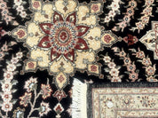 Sino Persian Rug 9x12, Black & Maroon, Wool and Silk, Allover Pattern