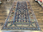 Caucasian Kalegy Rug 6x11, Wide Runner, Wool Hand Knotted Carpet, Navy Blue Tribal Rug, 1920s Antique Rug, 6 x 11 Oriental Carpet