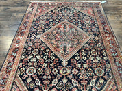 Antique Persian Mahal Rug 4x7, Wool Hand Knotted Tribal Geometric Carpet